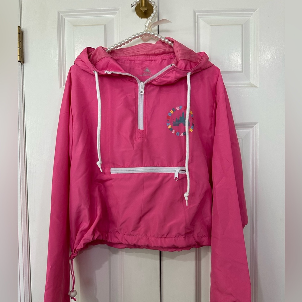 Disney Pink Crop Windbreaker with hood - size large